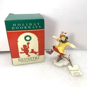 Silvestri Holiday Doorways Skating Child ornament w/ Box Christmas Decor